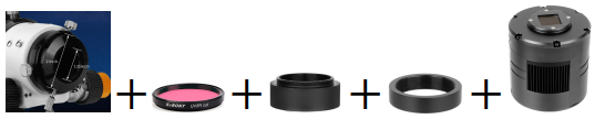 Connected to 1.25 and 2-inch telescopes Connected to 1.25 and 2-inch telescopes