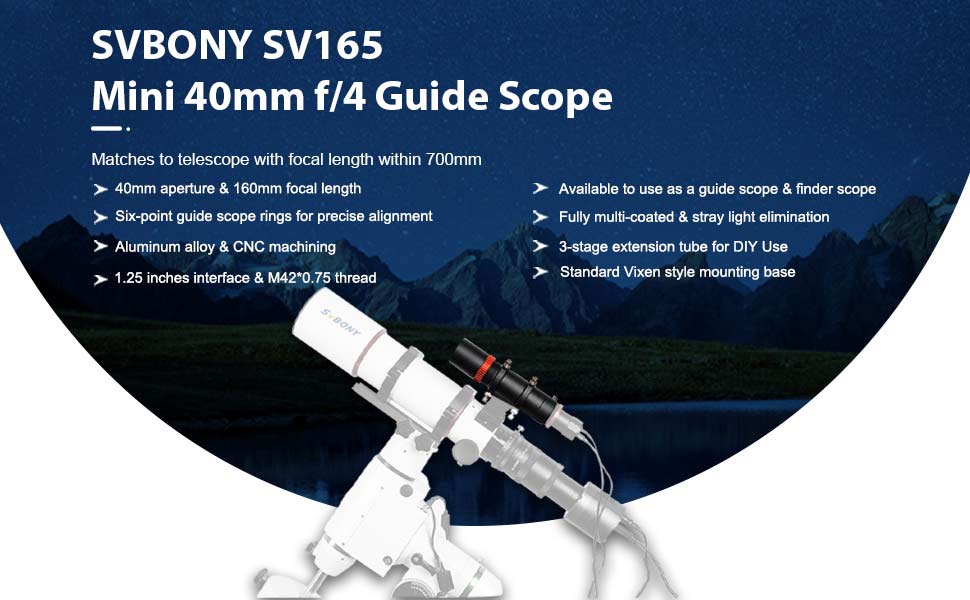 Svbony SV165 Mini 40mm f/4 Guide Scope Svbony SV165 Mini 40mm f/4 Guide Scope