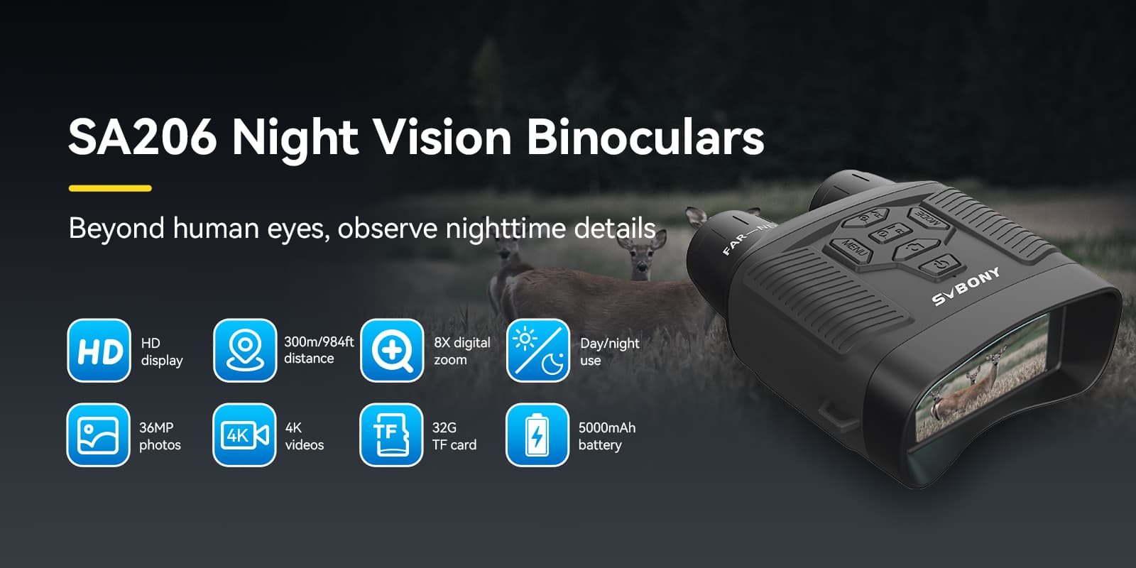 SV202 ED Binocular - SA206 Night Vision Google Combo