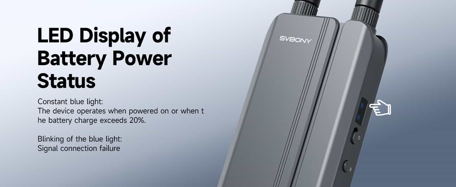 svbony transair3 led display of battery power status